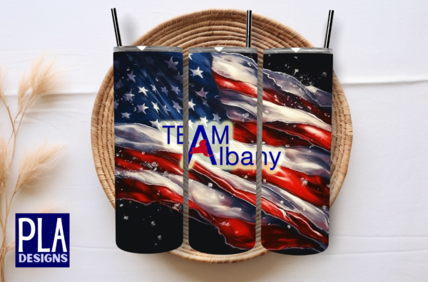 20oz Skinny Tumbler - Team Albany Flag 2