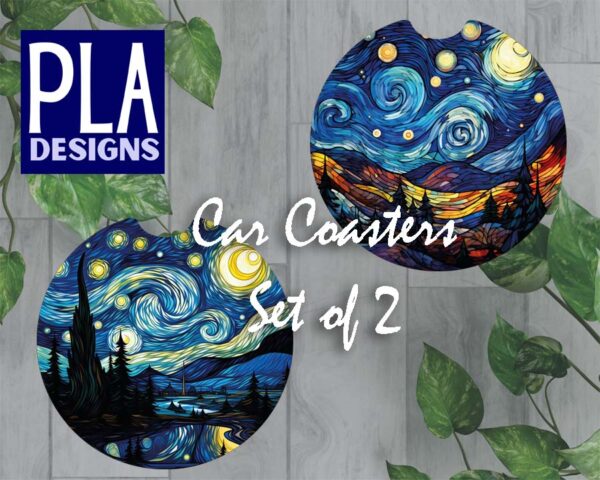 Car Coasters -  Stained Glass Starry, Starry Night
